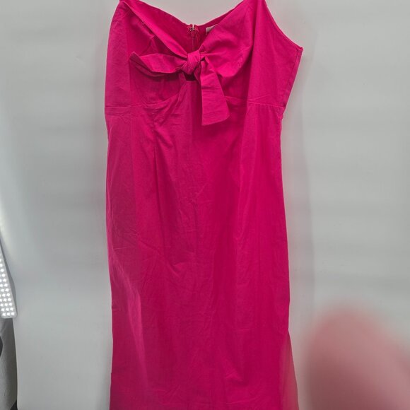 Lush Hot Pink/Fushia Slit Bow Adjustable Straps Cotton Maxi Dress Large - Picture 3 of 9